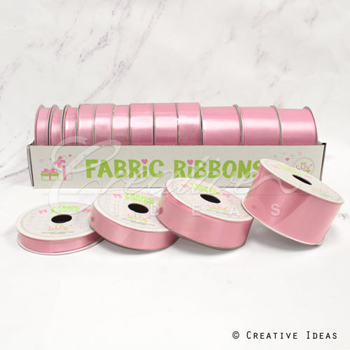 12 Rolls Satin Ribbons Multiple Size & Put-Up (Pink)
