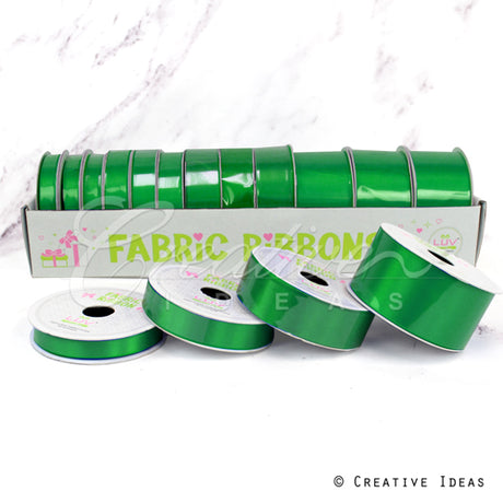 12 Rolls Satin Ribbons Multiple Size & Put-Up (Vibrant Green)