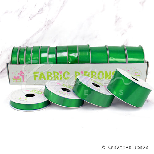 12 Rolls Satin Ribbons Multiple Size & Put-Up (Vibrant Green)