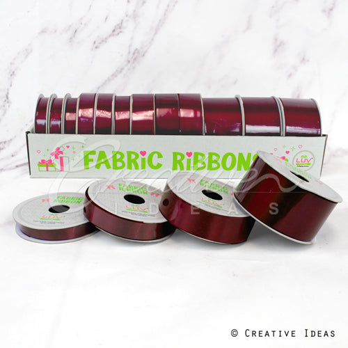 12 Rolls Satin Ribbons Multiple Size & Put-Up (Wine)
