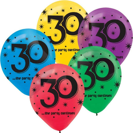 Latex Balloons 30th Birthday Assorted Colors