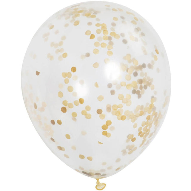 Latex Balloons with Gold Confetti 6 Pack
