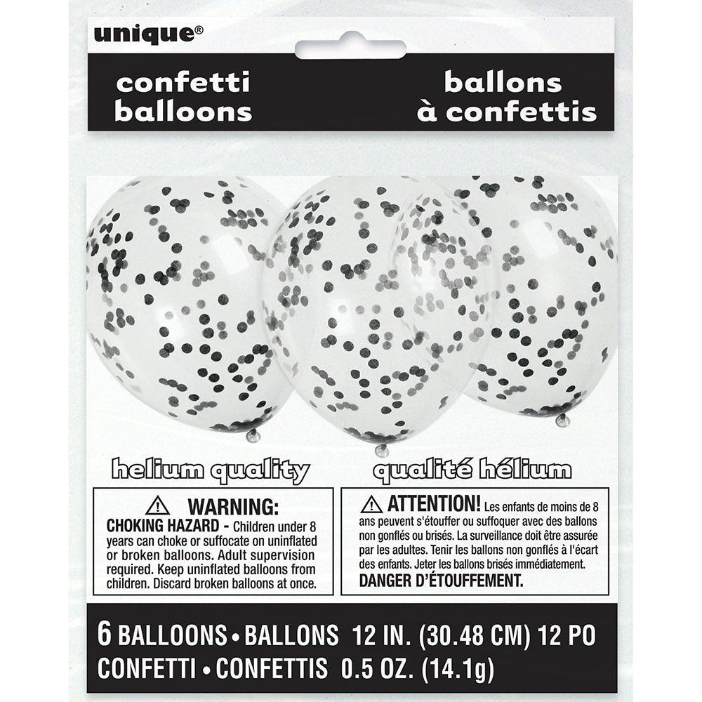 Clear Confetti Balloons 6 Pack