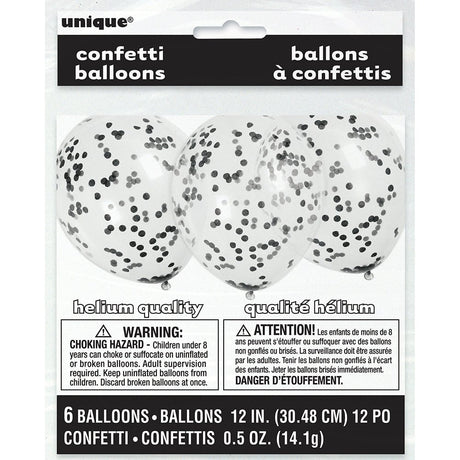Clear Confetti Balloons 6 Pack