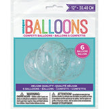 Clear Balloons with Silver Confetti 6 Pack
