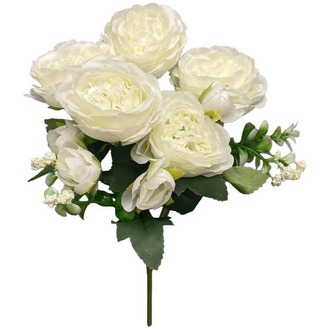 Silk Flowers Deluxe Peony Bush Cream