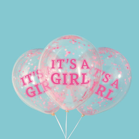 Latex Balloons Girls It's A Girl Confetti 12 Inch