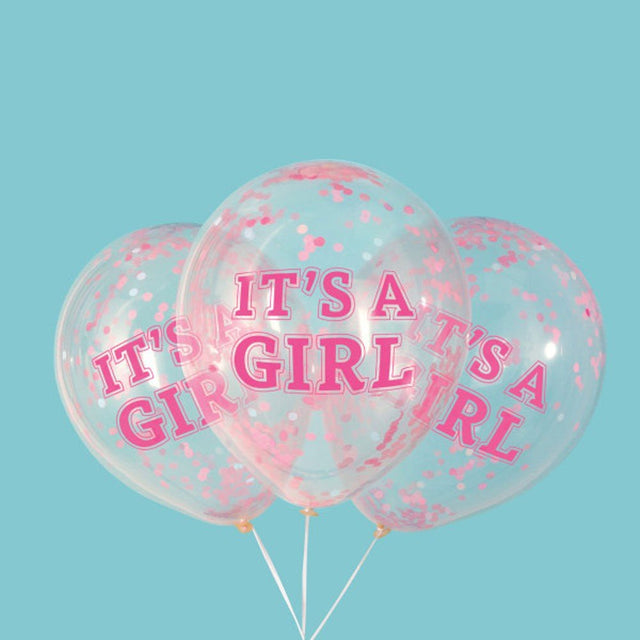 Latex Balloons Girls It's A Girl Confetti 12 Inch