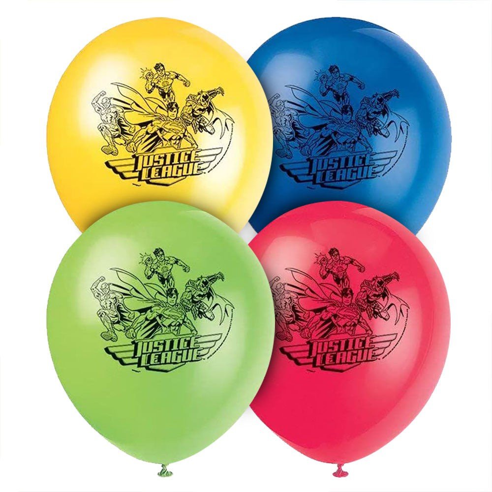 Justice League Latex Balloons 12 Inch 8 Pack