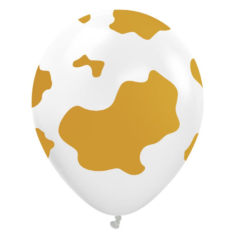 Latex Balloons Kids Country Cow White Gold Ink