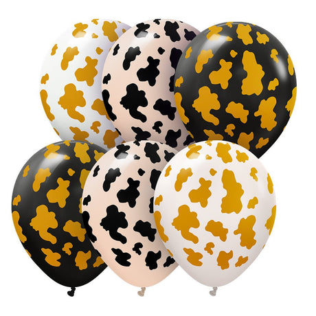 Latex Balloons Safari Cow Assortment 6 Pack