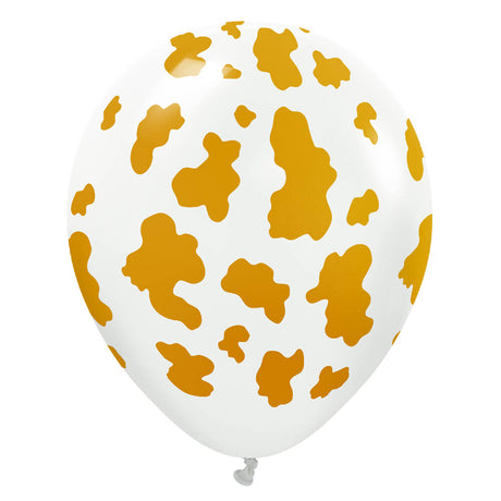 Latex Balloons Safari Cow White Gold Ink 12 Inch