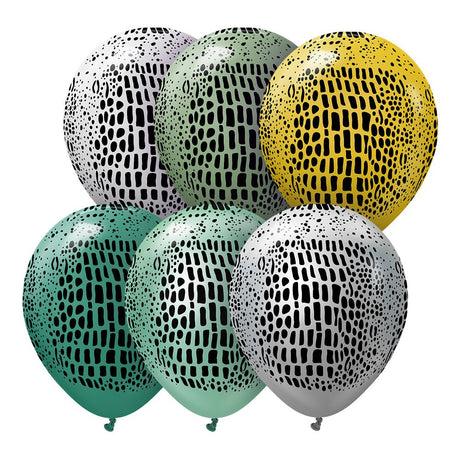 Latex Balloons Safari Crocodile Assortment 6 Pack