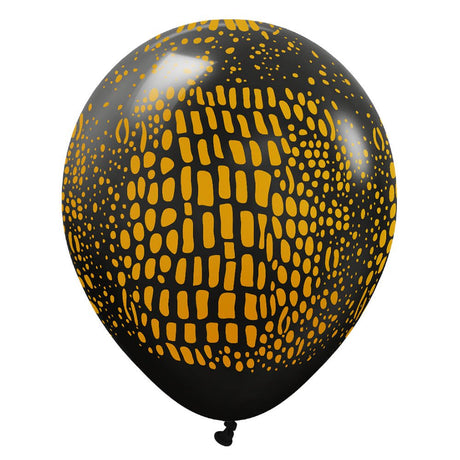 Latex Balloons Safari Crocodile Black Gold Ink