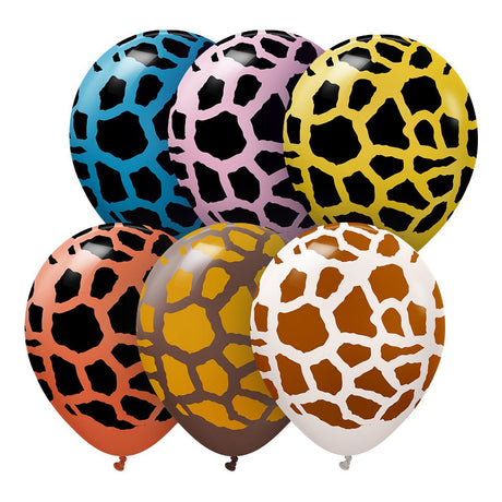 Latex Balloons Safari Giraffe Assortment 6 Pack