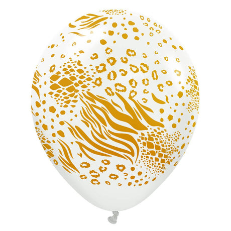 Latex Balloons Safari Mutant White w/ Gold Ink