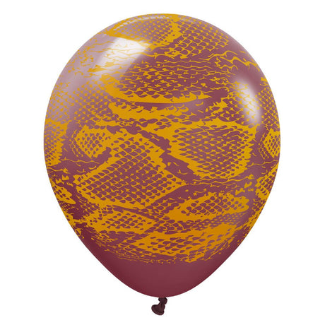 Latex Balloons Safari Snake Burgundy Gold Ink