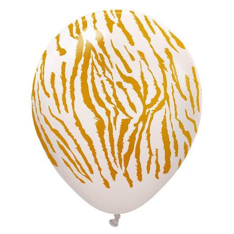 Latex Balloons Safari Tiger White Sand Gold Ink