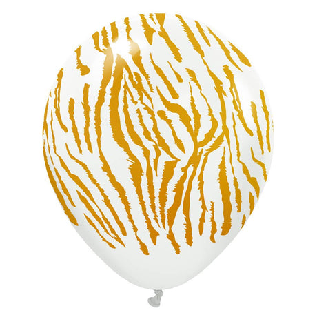 Latex Balloons Safari Tiger White Gold Ink