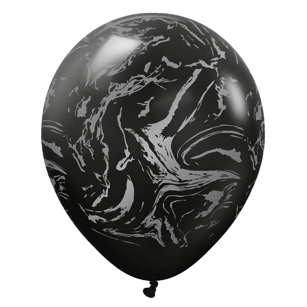 Latex Balloons Space Nebula Black Silver Ink