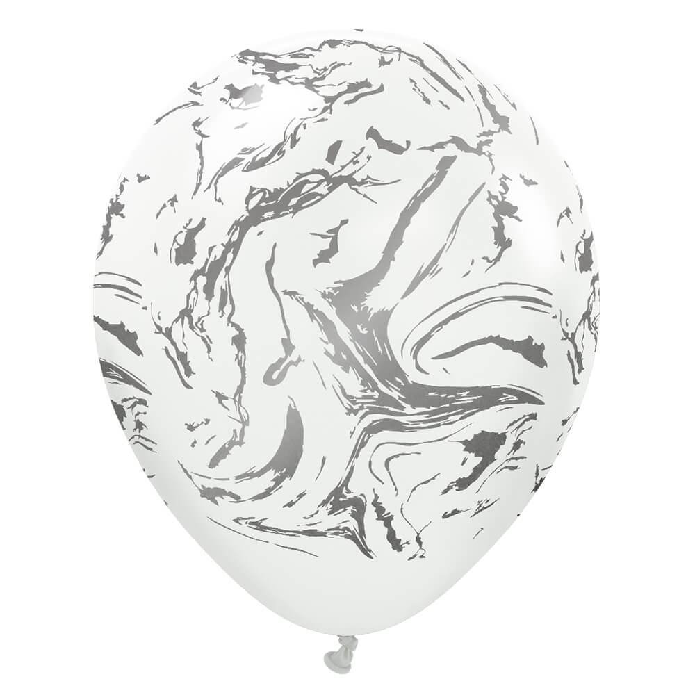 Latex Balloons Space Nebula White Silver Ink 12 Inch