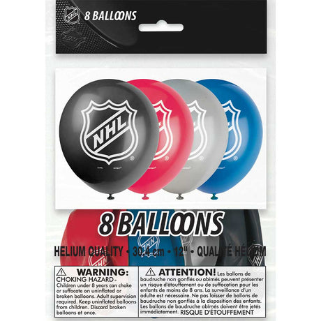 Latex Balloons NHL Hockey 8 Pack