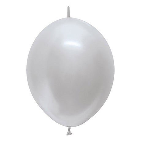 Latex Balloons Metallic Silver Link-O-Loon 12 Inch