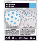 Latex Balloons White With Blue Polka Dots 12 Inch