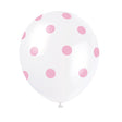 Latex Balloons White With Pink Polka Dots 12 Inch