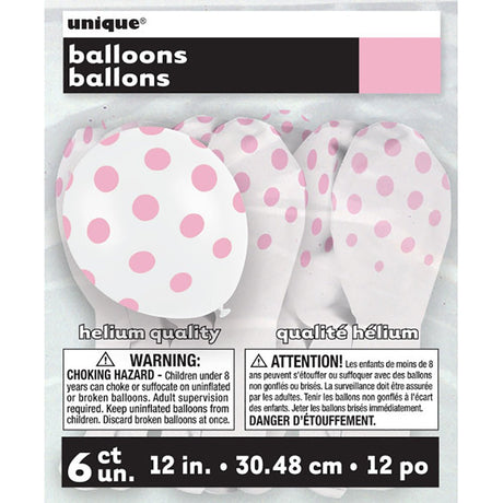 Latex Balloons White With Pink Polka Dots 12 Inch
