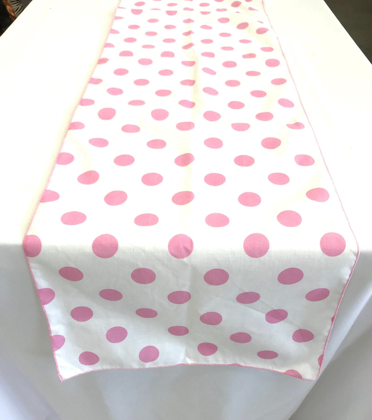 Polka Dot Print Poly Cotton Fabric - Broadcloth, 12" Wide x 120" Long (1 Table Runner)