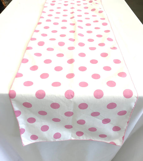 Polka Dot Print Poly Cotton Fabric - Broadcloth, 12" Wide x 120" Long (1 Table Runner)