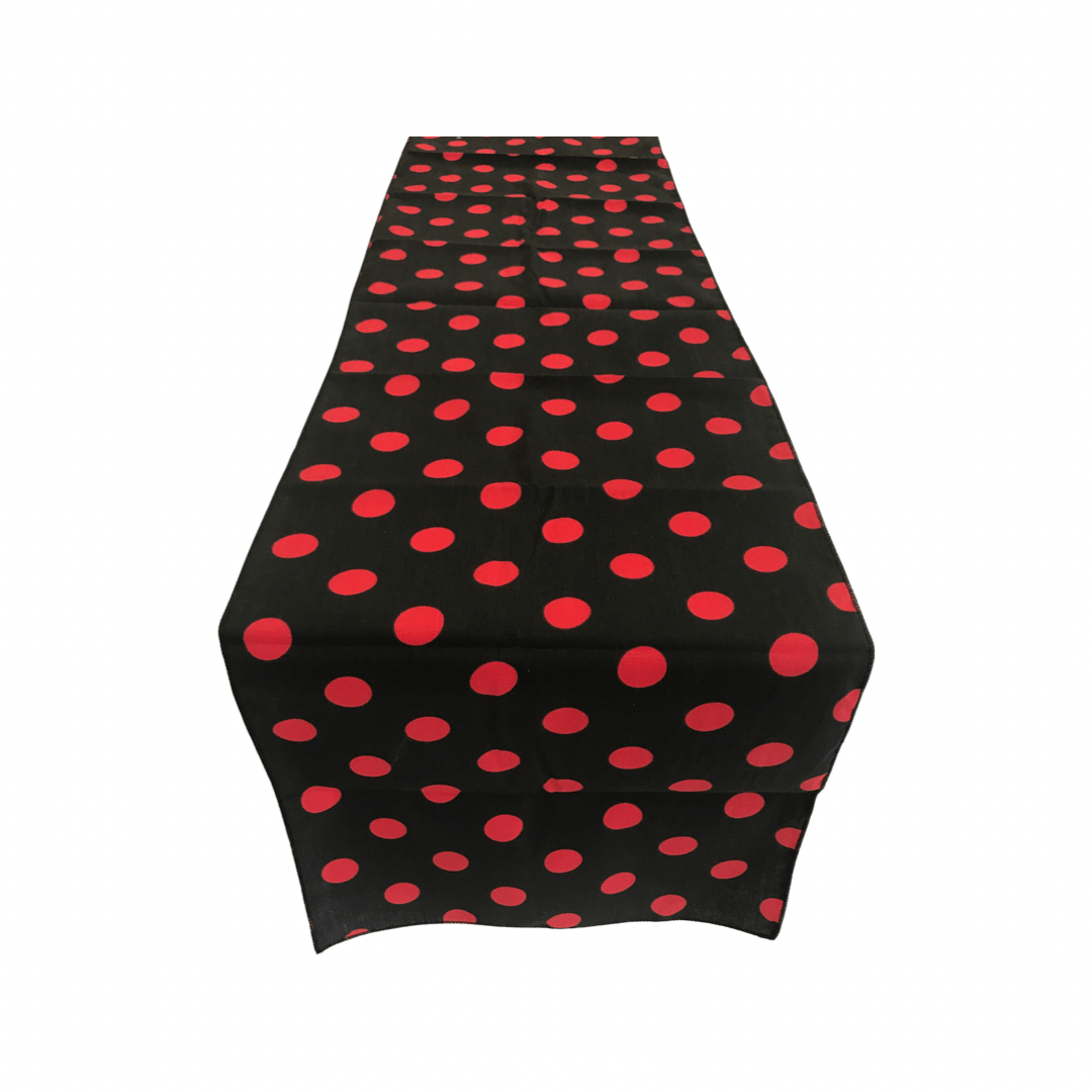 Polka Dot Print Poly Cotton Fabric - Broadcloth, 12" Wide x 120" Long (1 Table Runner)