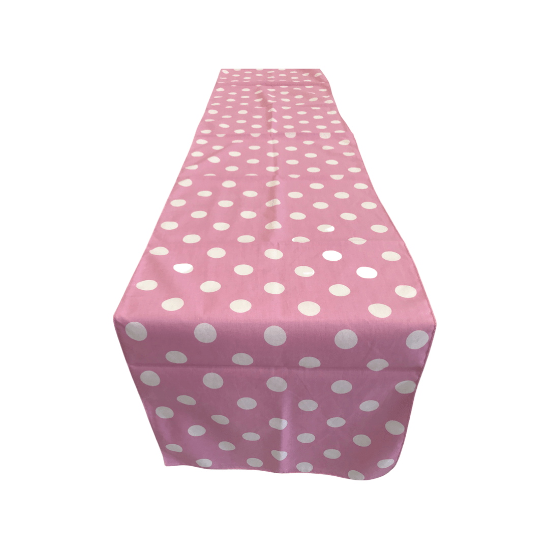 Polka Dot Print Poly Cotton Fabric - Broadcloth, 12" Wide x 120" Long (1 Table Runner)