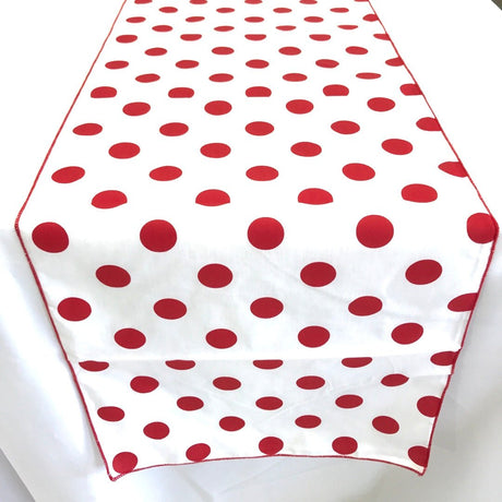 Polka Dot Print Poly Cotton Fabric - Broadcloth, 12" Wide x 120" Long (1 Table Runner)
