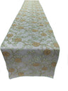 Metallic Embroidery Lace Table Runner Fabric - Dusty Rose On Dusty Rose Mesh, 12" X 90" (1 Piece)