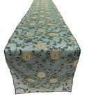 Metallic Embroidery Lace Table Runner Fabric - Dusty Rose On Dusty Rose Mesh, 12" X 90" (1 Piece)