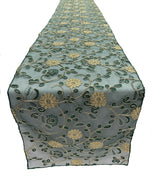 Metallic Embroidery Lace Table Runner Fabric - Dusty Rose On Dusty Rose Mesh, 12" X 90" (1 Piece)