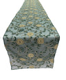 Metallic Embroidery Lace Table Runner Fabric - Dusty Rose On Dusty Rose Mesh, 12" X 90" (1 Piece)