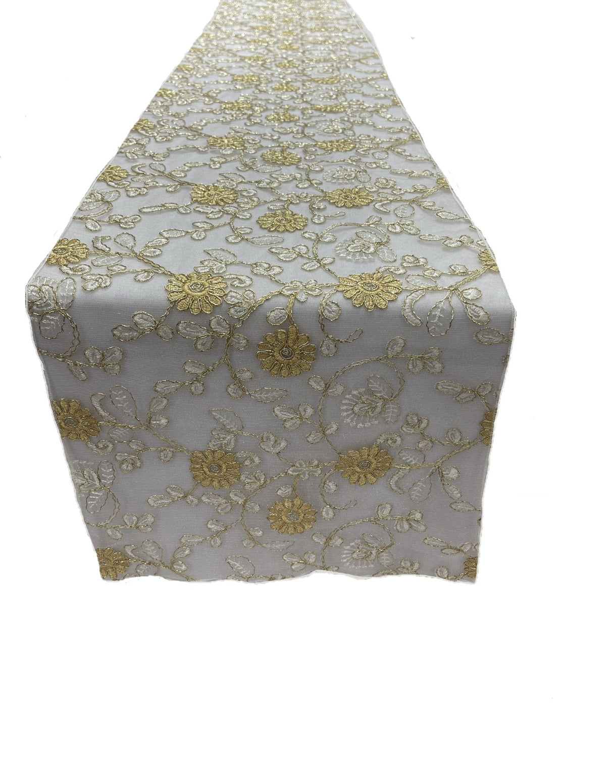 Metallic Embroidery Lace Table Runner Fabric - Dusty Rose On Dusty Rose Mesh, 12" X 90" (1 Piece)