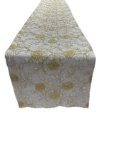 Metallic Embroidery Lace Table Runner Fabric - Dusty Rose On Dusty Rose Mesh, 12" X 90" (1 Piece)