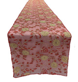 Metallic Embroidery Lace Table Runner Fabric - Dusty Rose On Dusty Rose Mesh, 12" X 90" (1 Piece)