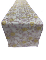 Metallic Embroidery Lace Table Runner Fabric - Dusty Rose On Dusty Rose Mesh, 12" X 90" (1 Piece)