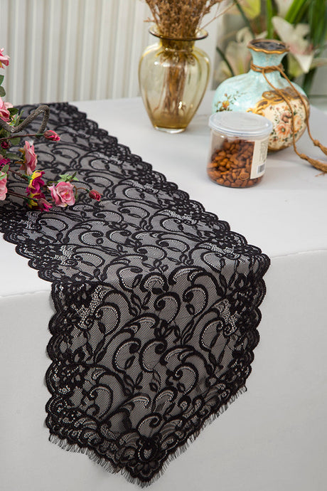 Lace Table Runner 12x108 Black