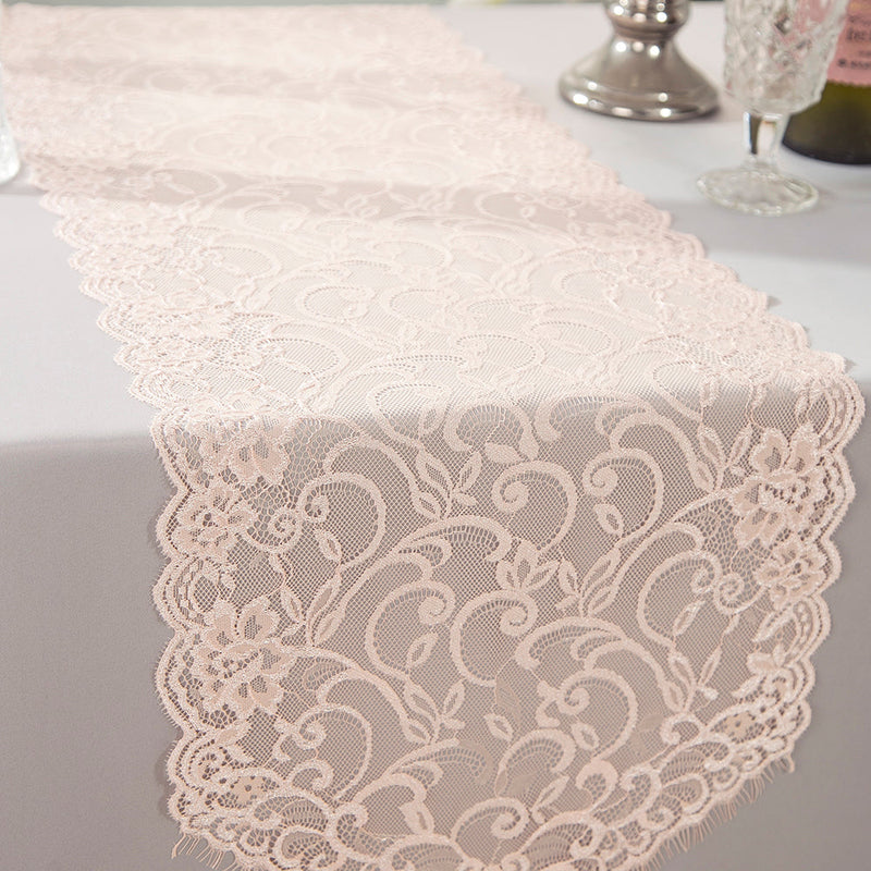 Chantilly Lace Table Runner 12x108 Blush Pink