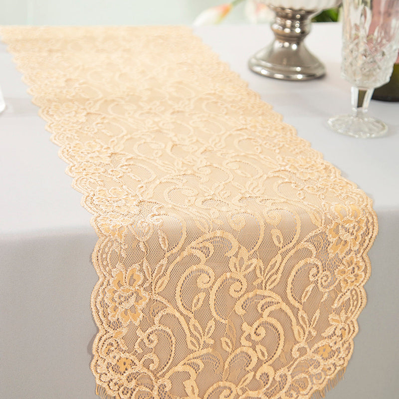 Chantilly Lace Table Runner 12x108 Champagne