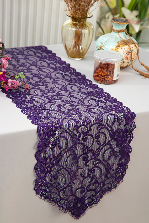 Chantilly Lace Table Runner 12x108 Eggplant