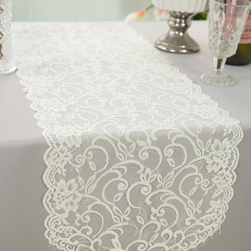 Chantilly Lace Table Runner 12x108 Ivory