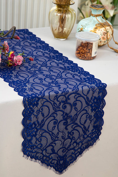 Lace Table Runner 12x108 Navy Blue