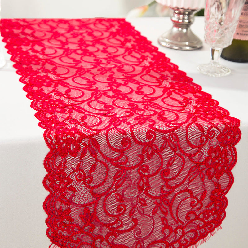 Lace Table Runner 12x108 Red